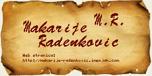 Makarije Radenković vizit kartica